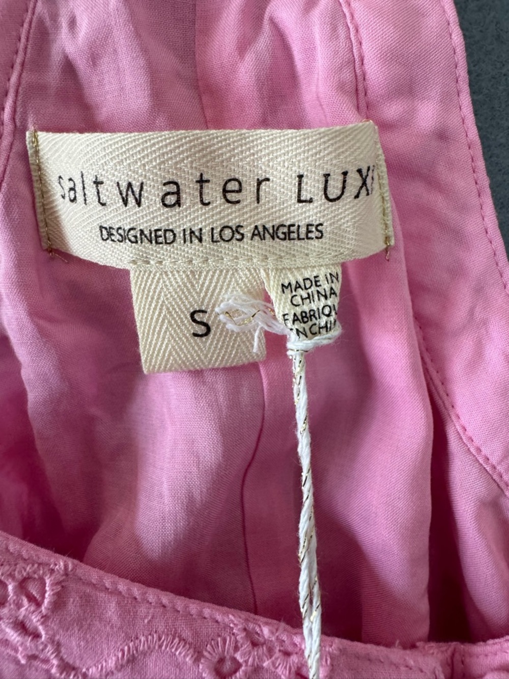Saltwater LUXE Amalia Midi Dress Pink Eyelet Embroidered Cotton Sundress S NWT - Picture 9 of 11